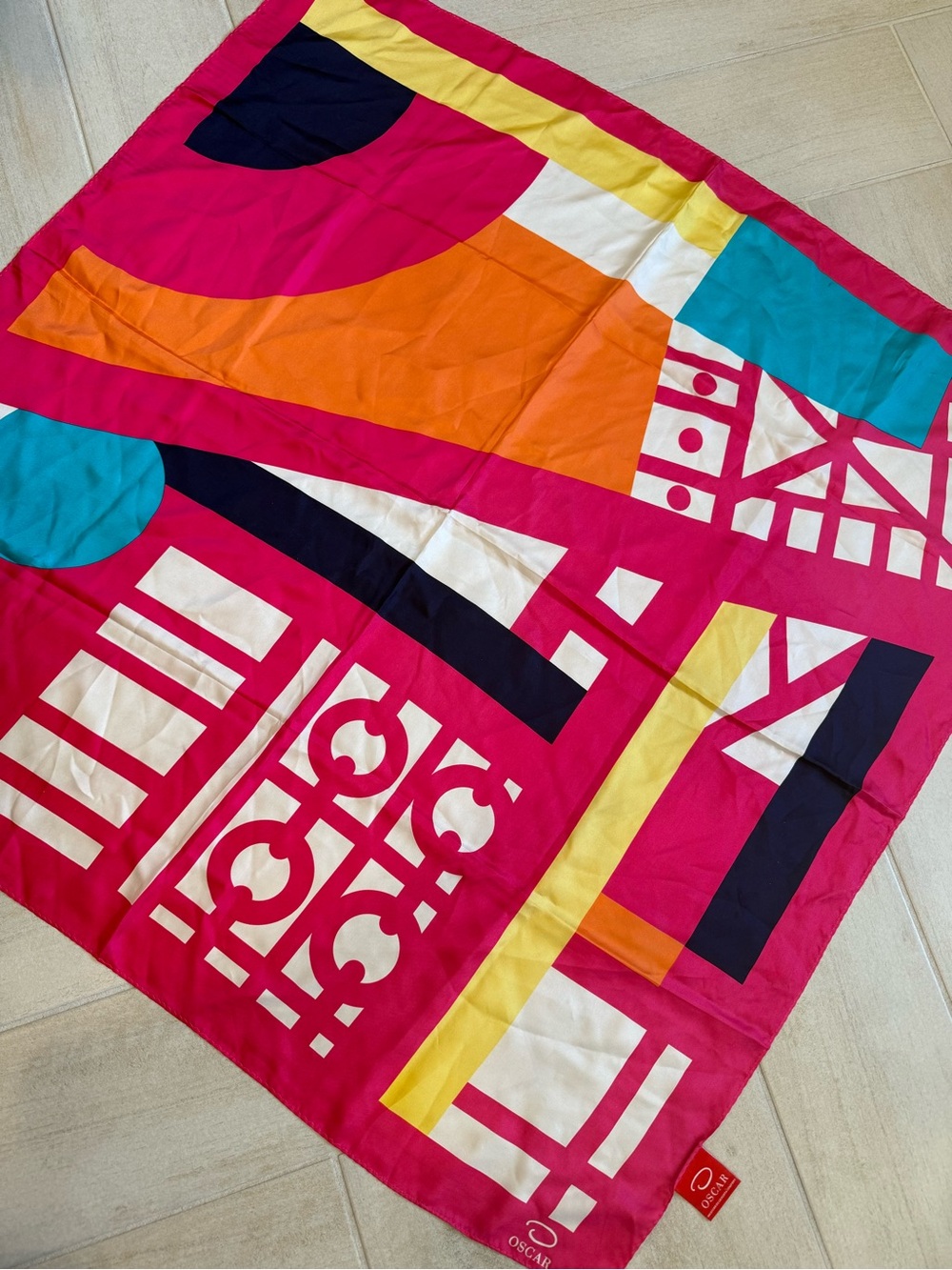 Oscar de la Renta Colorblock 80s Silk Scarf